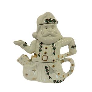 Vintage Madison & Max Holly Collection Santa Stacking Teapot with Sugar & Cream